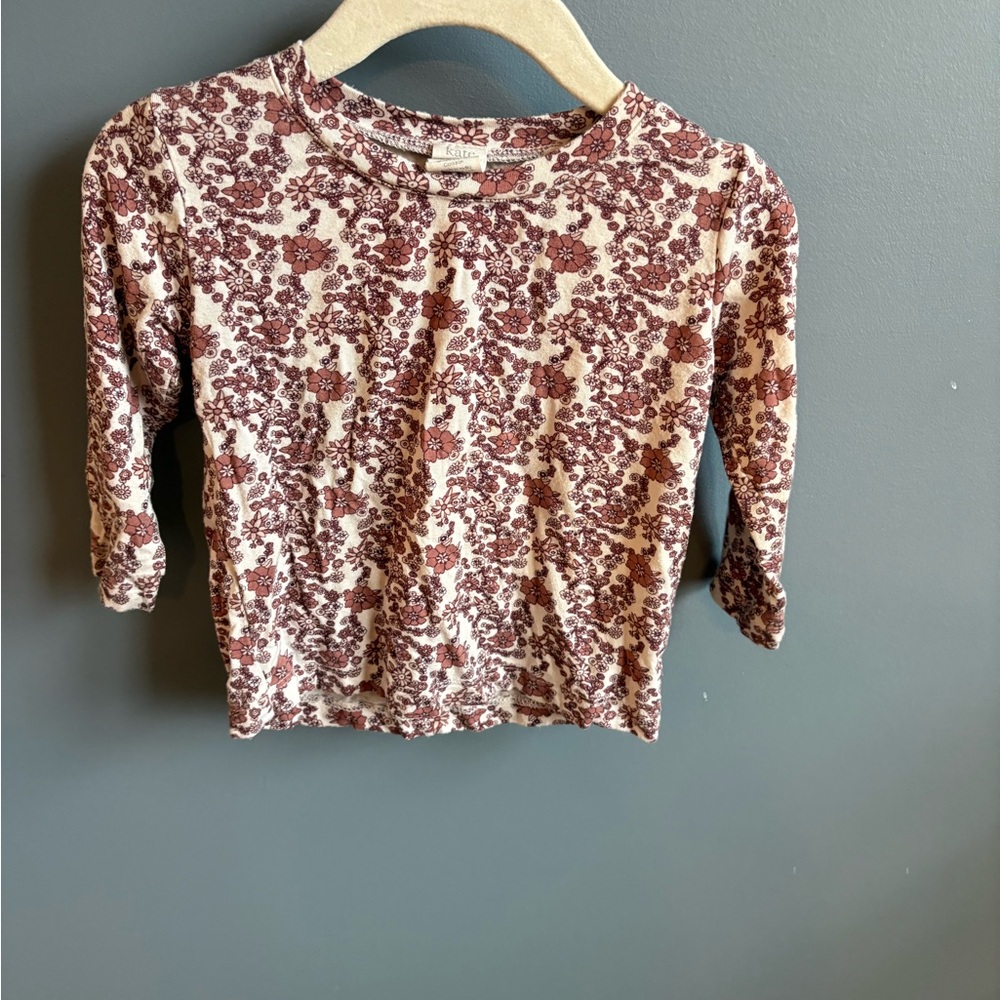 Kate Quinn Long Sleeve Essential Boxy Tee in Pink Ditzy